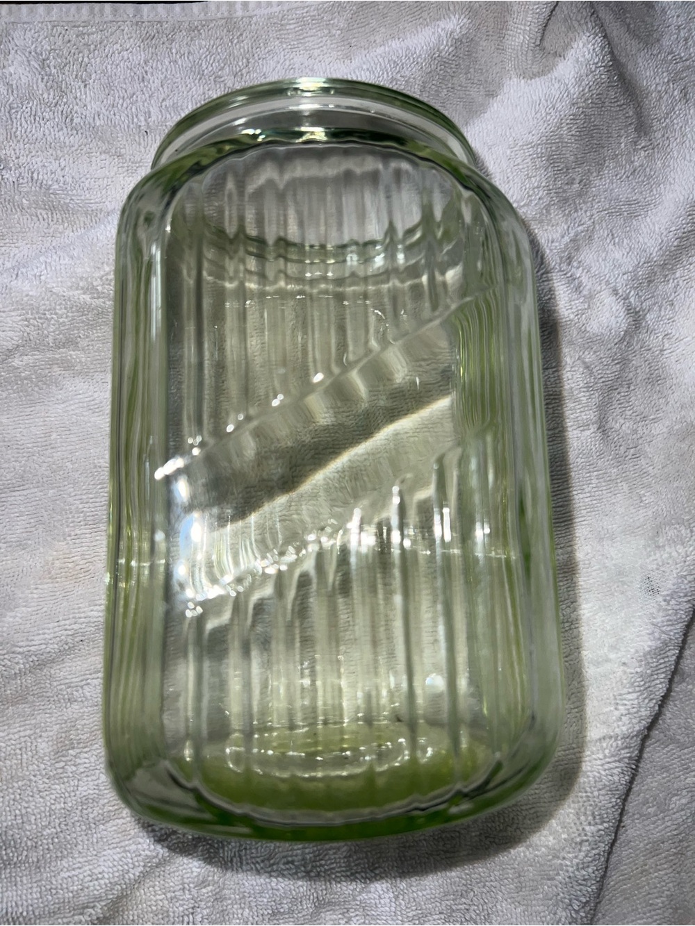 Depression Uranium GLASS Ribbed JAR - Picture 2 of 7